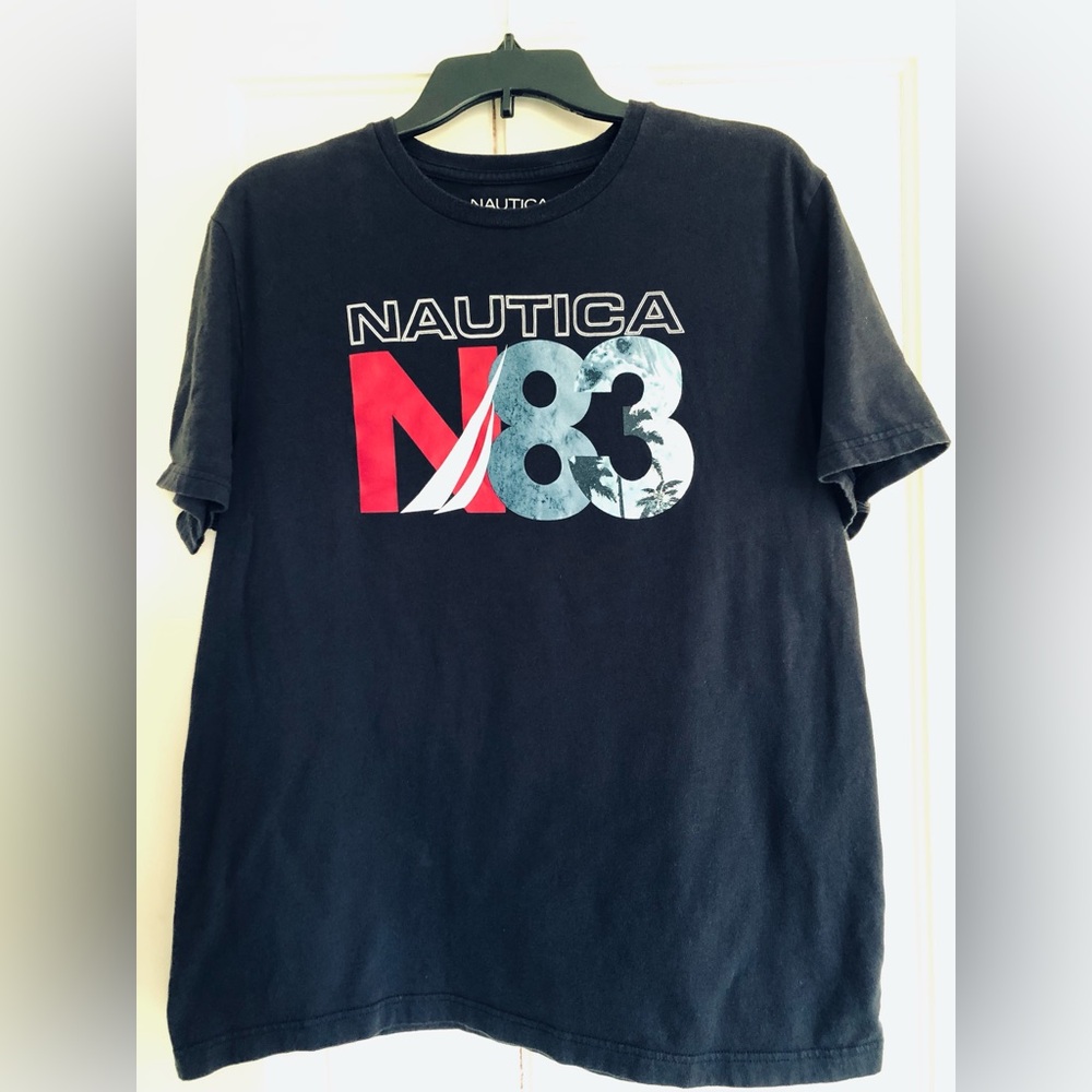 Nautica Navy/Black Crewneck Tee with White Logo